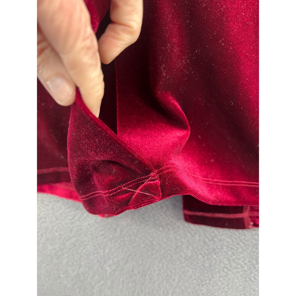 Sincerely Jules Blazer Women L Red Velvet Jacket Shawl Lapel Single Button - Picture 8 of 10